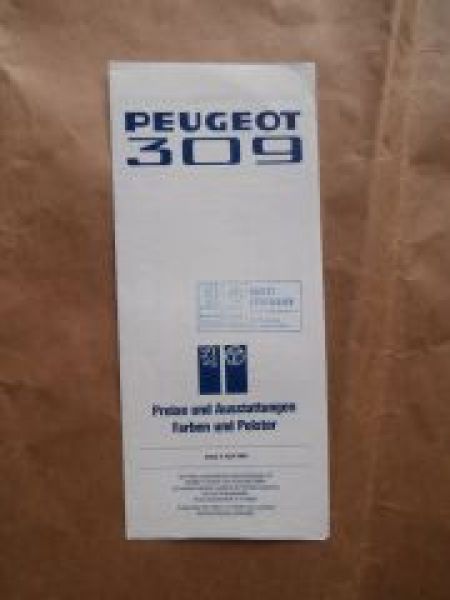 Peugeot 309 Preisliste 5.April 1986
