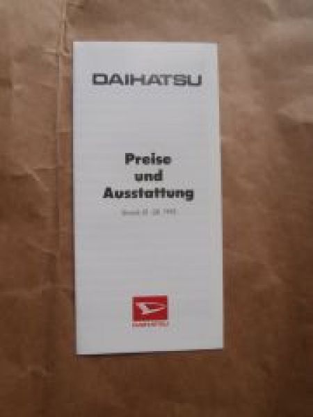 Daihatsu Preisliste & Ausstattung 1.August 1993