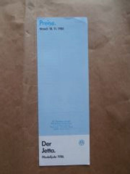VW Jetta +Carat +GT 18.11.1985 Mdj. 1986