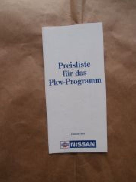 Nissan Preisliste PKW-Programm Januar 1989