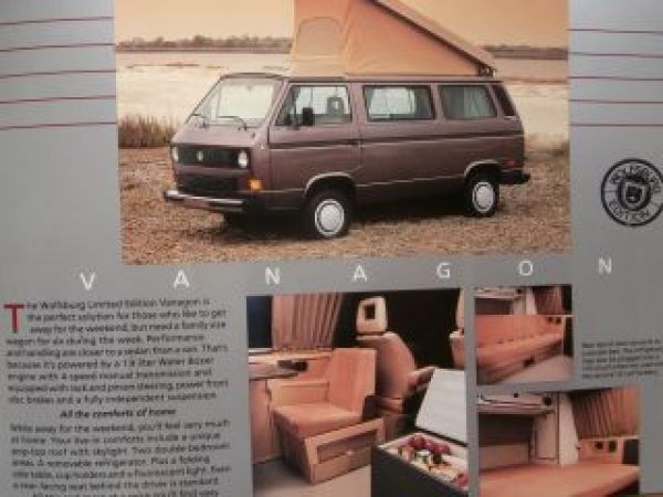 VW Wolfsburg Edition Sonderprospekt Cabriolet Scirocco Vanagon T