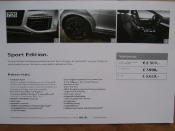 Audi Q7 Ausstattungspakete Prospekt Juli 2014 Rarität NEU