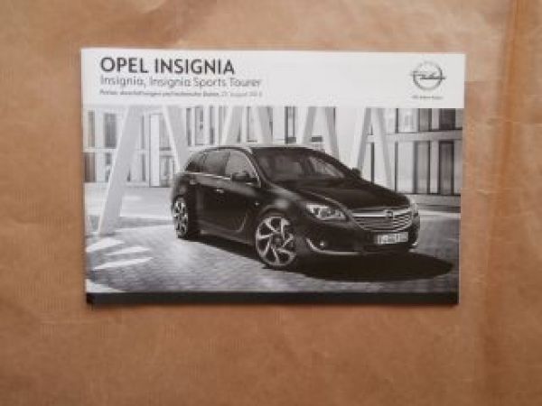 Opel Insignia +Sports Tourer August 2014 NEU