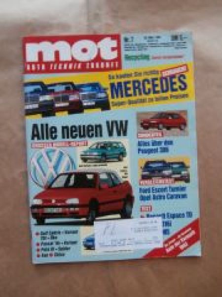 mot 7/1993 Peugeot 306 Sonderteil, VG: Escort Turnier vs. Astra