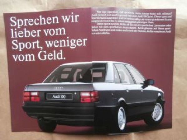 Audi 100 Sport Typ44 Prospekt September 1989 Rarität NEU