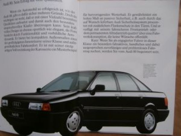 Audi 80 Typ89 +16V + quattro Prospekt Januar 1991 Rarität