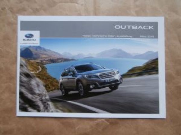 Subaru Outback 2.0D 2.5i +Zubehör Preisliste März 2015 NEU