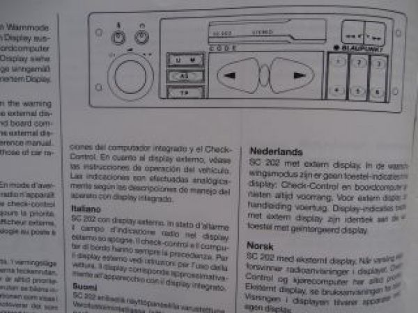 Opel Radio SC 202 Bedienungsanleitung August 1991