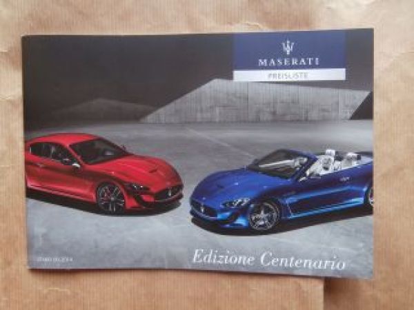 Maserati Edizione Centenario GranTurismo Grancabrio 9/2014