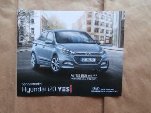 Hyundai i20 YES! Silver Golf Prospektblatt 2015 NEU