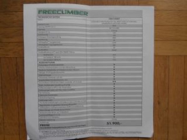 Bertone Freeclimber Preise & Ausstattung 1.Januar 1991