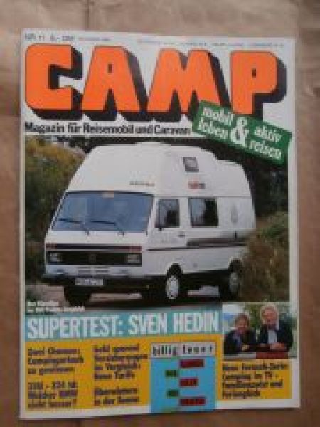 CAMP 11/1988 Westfalia Sven Hedin VW LT31,BMW 318i E30 vs. 324td