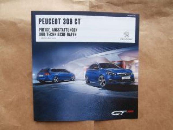 Peugeot 308GT Preisliste 1.9.2015 NEU