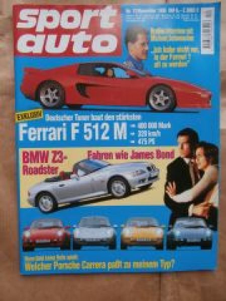 sport auto 12/1995 Ferrari F 512M, Z3 Roadster E36/7,E350 W210