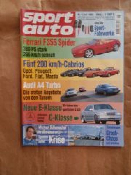 sport auto 6/1995 Ferrari F355 Spider, Mercedes E320 W210,A4 1.8