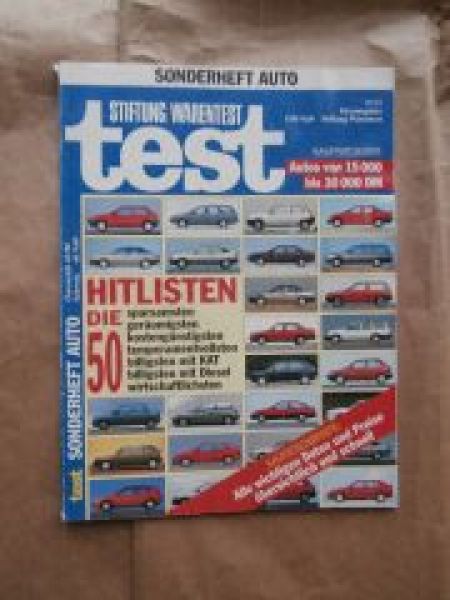 Stiftung Warentest TEST Sonderheft Auto 1991 Hitlisten 50