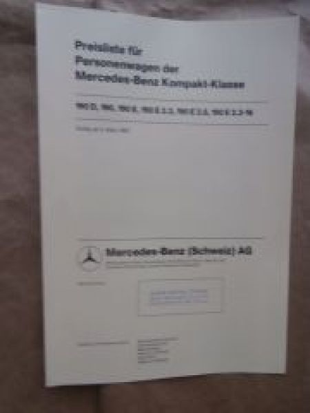Mercedes Benz Schweiz 190D,190/E +2.3,2.6,2.3-16 5.3.1987