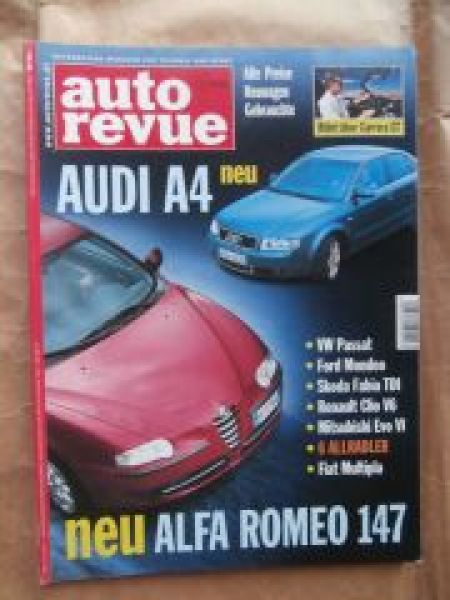 auto revue 11/2000 Audi A4,Alfa Romeo 147, Fiat Multipla,406 2.2