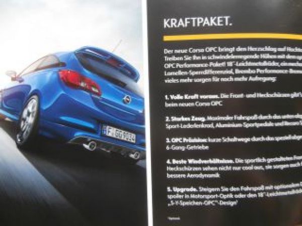 Opel Corsa E Prospekt +Turbo Plus Paket September 2015