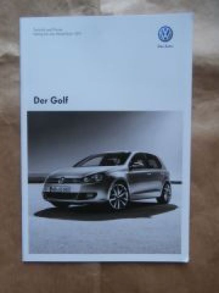 VW Golf6 Preisliste TSI TDI Mai 2010 NEU