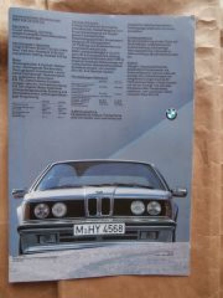 BMW 628CSi 635CSi E24 Prospekt März 1982 Rarität