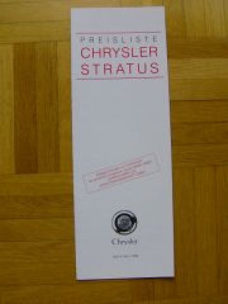 Chrysler Stratus  4/1998 Preisliste NEU