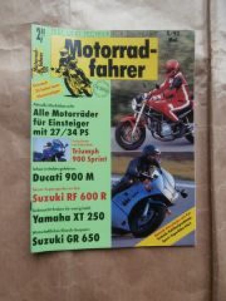 Motorradfahrer 5/1993 Ducati 900M, Suzuki RF 600R,Yamaha XT 250