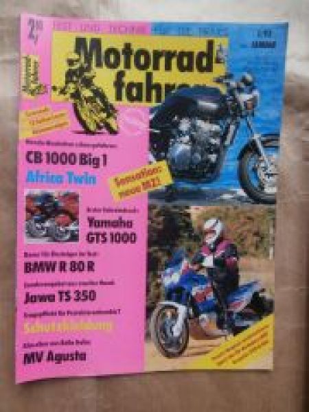 Motorradfahrer 1/1993 CB1000 Big1, Yamaha GTS 1000,BMW R80 R