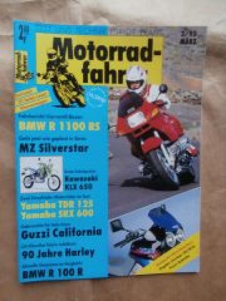 Motorradfahrer 3/1993 BMW R 1100RS, MZ Silverstar,Kawasaki KLX 6