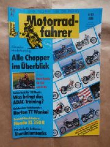 Motorradfahrer 6/1992 Chopper,Honda CB750,Norton TT Wankel