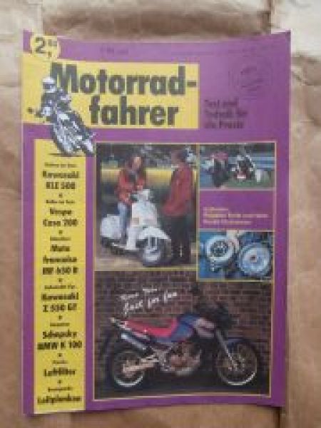 Motorradfahrer 7/1991 Kawasaki KLE 500,Vespa Cosa 200,Moto franc