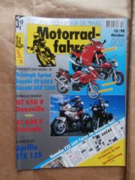 Motorradfahrer 10/1998 Triumph Sprint,Suzuki SV 650S,GSX 1200