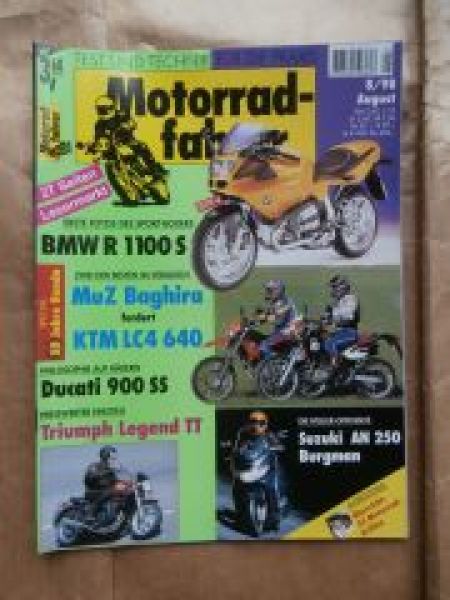 Motorradfahrer 8/1998 BMW R 1100S, MuZ Baghira vs. KTM LC4 640