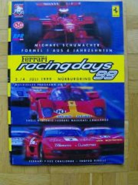 Michael Schumacher Formel1 Sonderheft 1999 Ferrari racingdays