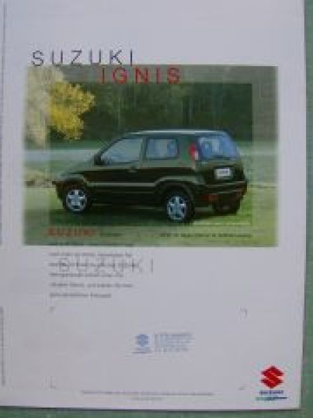 Suzuki Ignis 3türer 5türer Prospekt 11/2000 NEU