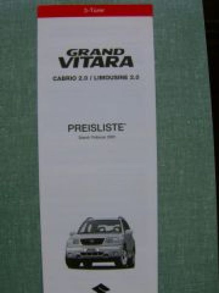 Suzuki Grand Vitara Cabrio/Limousine 2.0 Preisliste 2/2001