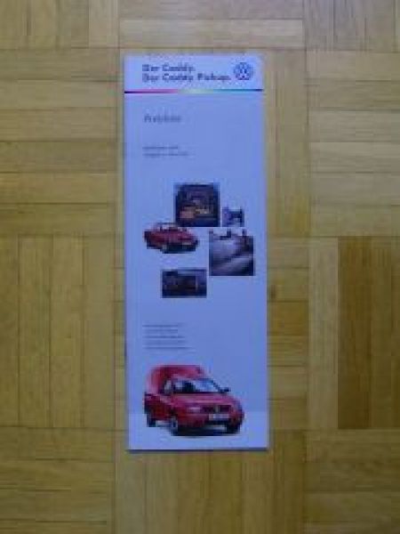 VW Caddy +Pick Up Preisliste 5/1999 NEU