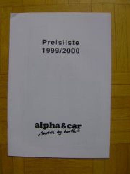 alpha & car Preisliste 1999/2000 NEU