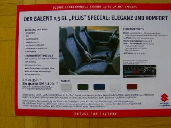 Suzuki Baleno 1,3 GL Plus Special Prospekt 4/1999 NEU