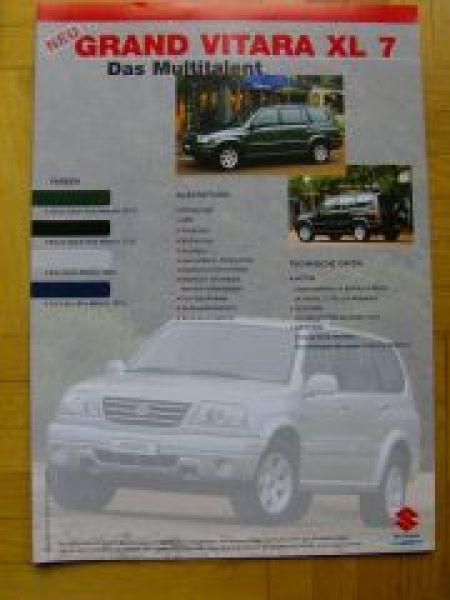 Suzuki Grand Vitara XL7 Prospekt Vorstellung 4/2001 NEU