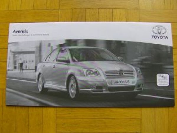 Toyota Avensis 9/2005 Prospekt +Preisliste NEU