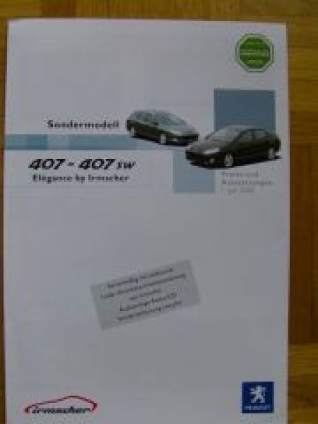 Peugeot Sondermodell 407 407SW Irmscher Preisliste 1.7.2005