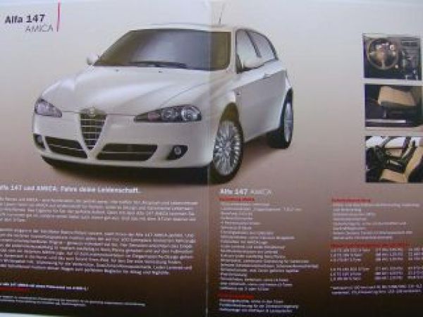 Alfa Romeo 147 AMICA Sondermodell Prospekt 4/2007 NEU Typ937