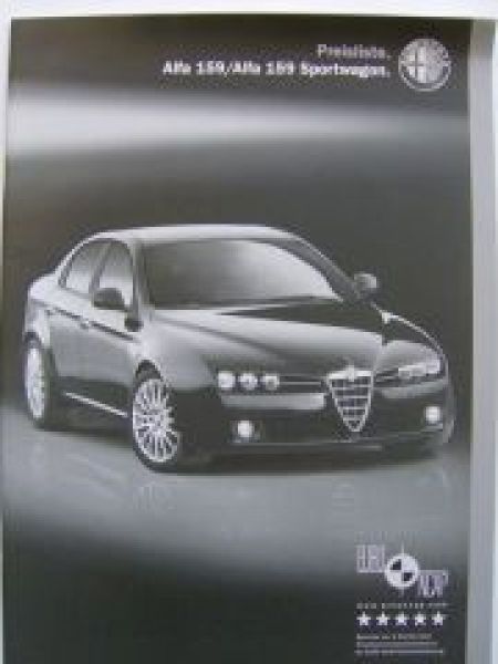 Alfa Romeo 159 +Sportwagon Preisliste 12/2006 NEU