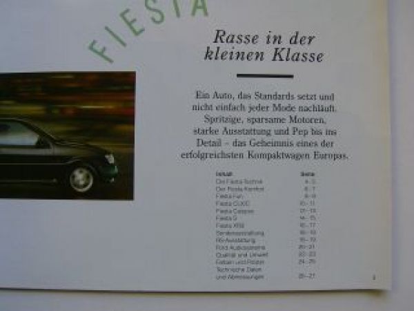 Ford Fiesta Prospekt 8/1993 +Fun +Calypso XR2i RS-Ausstattung