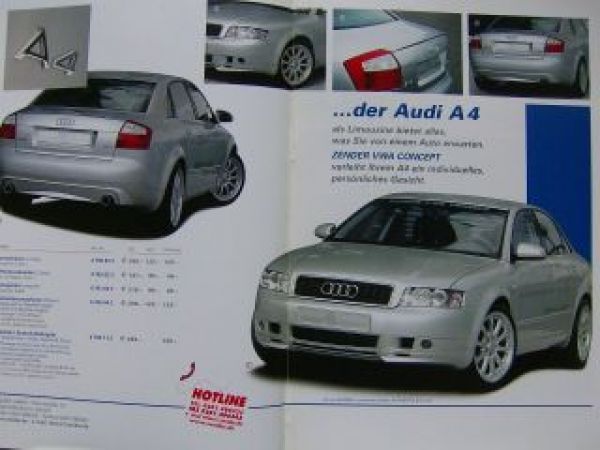 Zender Audi A4 Typ 8E Prospekt 4/2001 NEU