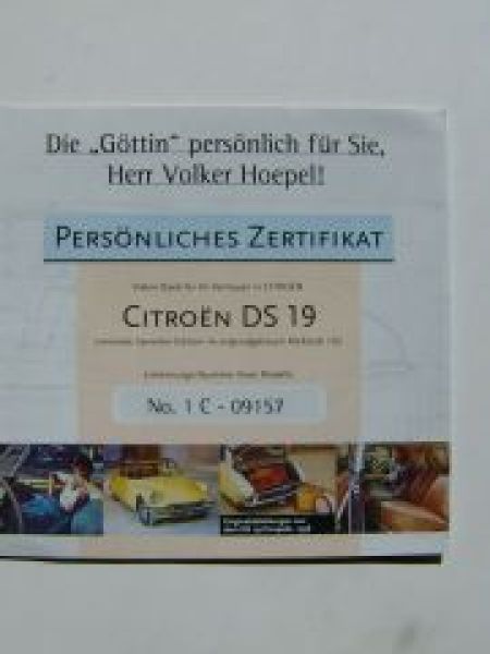 Citroen DS 19 Die Göttin Prospekt 8/1999 Rarität
