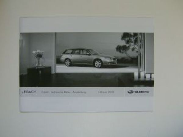 Subaru Preisliste Legacy 2/2008 NEU