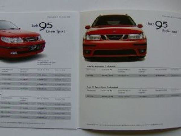 Saab 9-5 Sonder-Editionen 1/2005 Preisliste