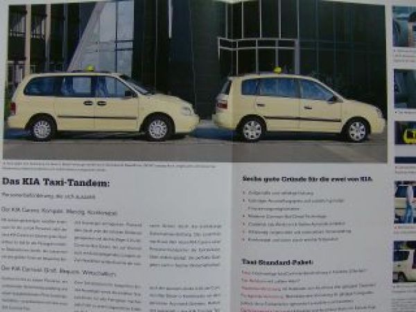 Kia Die Taxis Prospekt 8/2003 NEU Carnival Carens